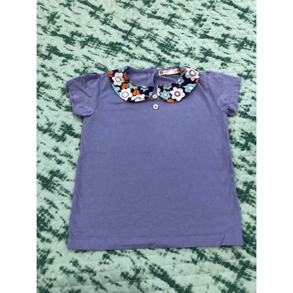 Orange Poppy Size 6 Girls Purple Polo Top With Floral Collar